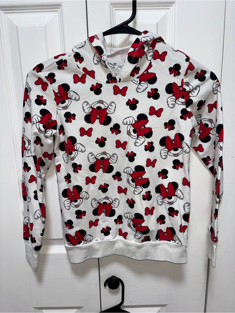 Disney White Hooded Sweater with Red & Black Minnie Print